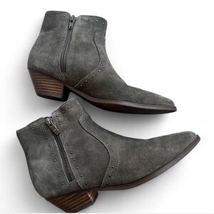 Marc Fisher Wanida Suede Leather Ankle Boots Green Taupe Western 6.5 Booties